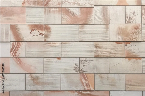 Fototapeta Ceramic tile background, full frame. Tiles of different shapes and sizes.