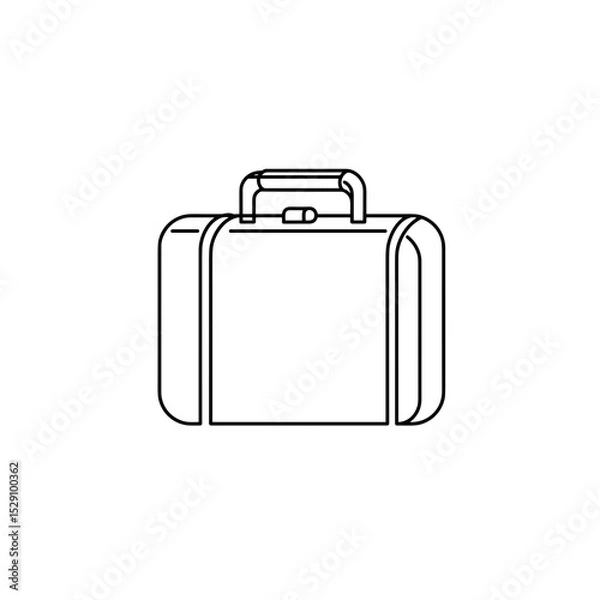 Fototapeta Line drawing of a suitcase with handle in minimalistic style  