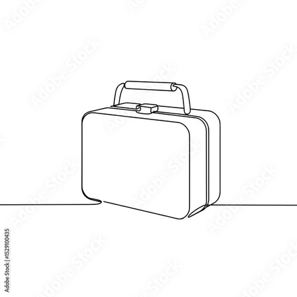 Obraz Simple line art depiction of a closed suitcase on a flat surface  