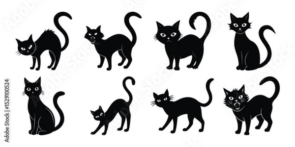 Fototapeta Vector cat silhouette bundle on white background