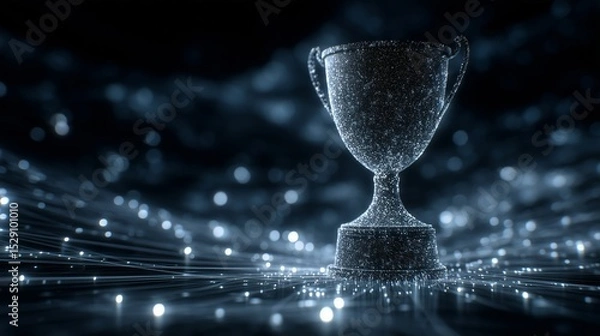 Fototapeta Glowing Trophy on Futuristic Network