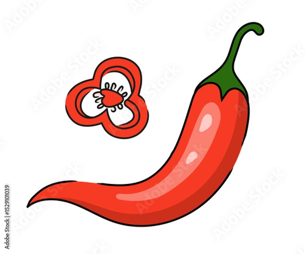 Fototapeta Spicy Chili Pepper Icon Vector. Red Chilli cayenne pepper.