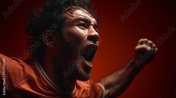 Fototapeta Man expressing intense emotion and power
