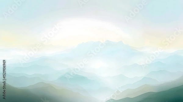 Obraz Misty mountain range in hazy daylight