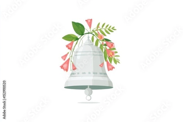 Fototapeta Symbolic Emancipation Bell Adorned With Floral Elements Highlighting Freedom and Hope in Artistic Vector Style