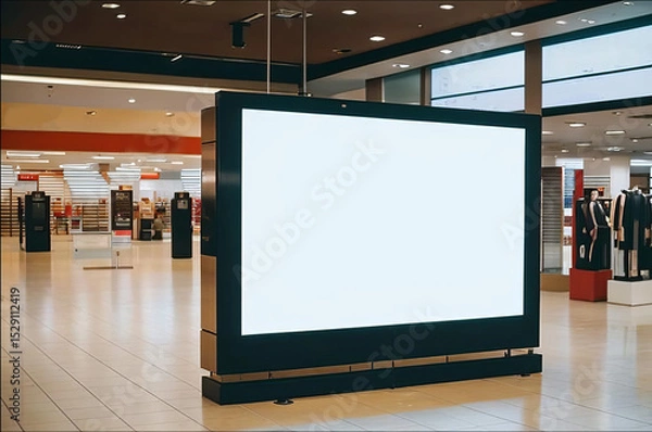 Fototapeta Empty electronic board in shopping mall, advertising space, close-up.