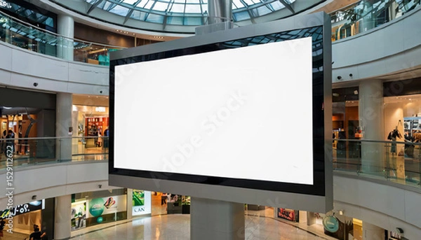 Fototapeta Empty electronic board in shopping mall, advertising space, close-up.