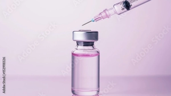 Obraz Isolated sterile needle extracting botox from a transparent vial for cosmetic use