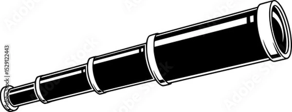 Obraz A classic pirate telescope icon in simple black and white vector illustration