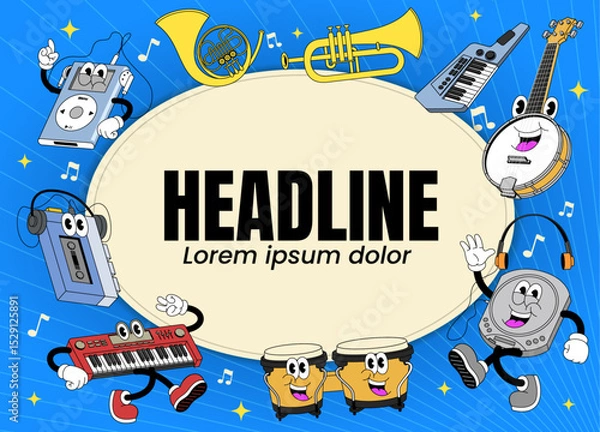 Obraz Background Design with many music Instrument