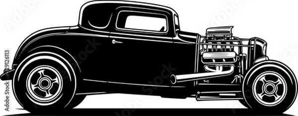 Obraz Silhouette of a classic hot rod car in a side view
