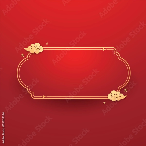 Fototapeta Happy Chinese new year 2026. Chinese new year banner for show product. Greeting card. China frame with lantern on red background.