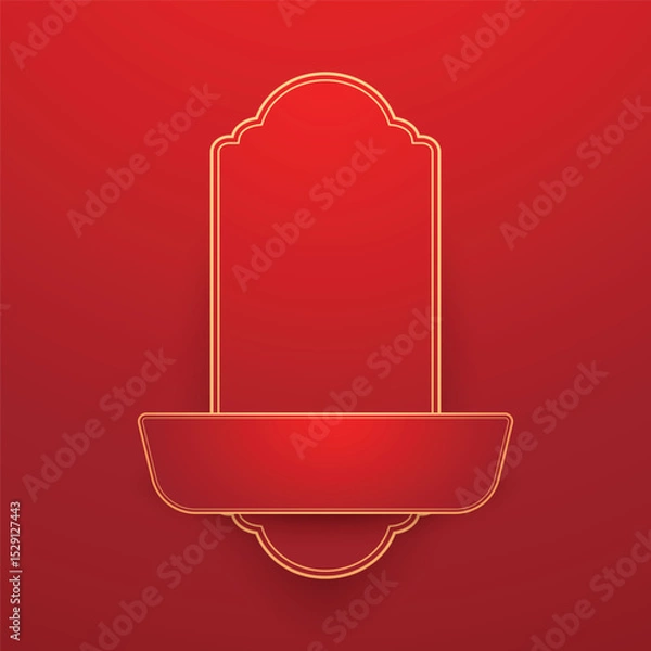 Fototapeta Happy Chinese new year 2026. Chinese new year banner for show product. Greeting card. China frame with lantern on red background.
