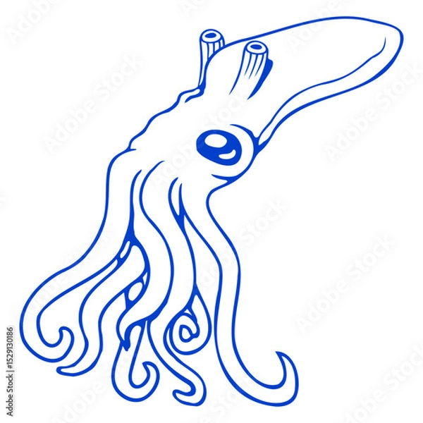Obraz Octopus Cuttlefish Cephalopod Giant Squid Monster Isolated Vector Graphic Design Illustration
