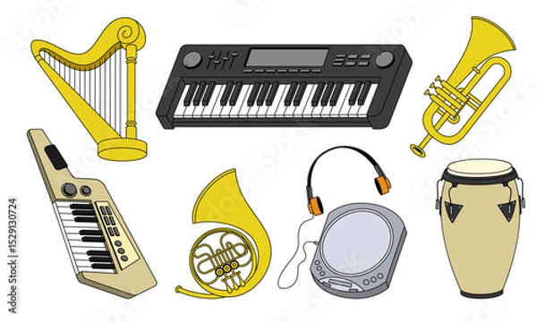 Obraz Set Of Music Instrument Illustration