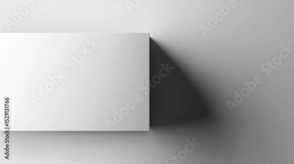 Fototapeta White rectangular box casting a shadow on a white surface minimalist design.