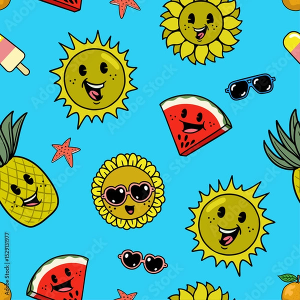 Obraz Summer Element Seamless Pattern Design Illustration