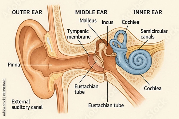 Obraz Illustration anatomy human ear