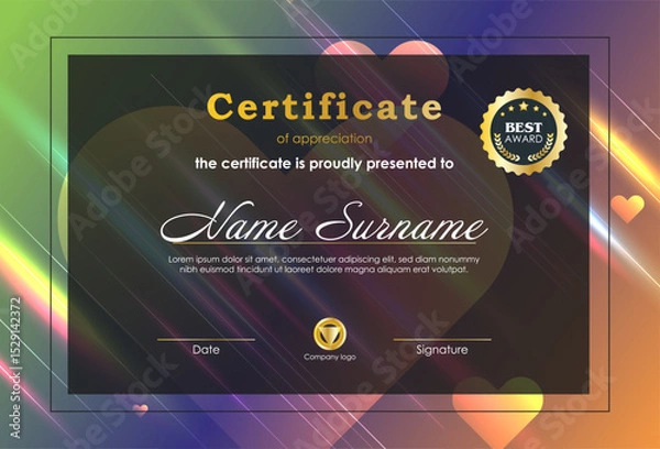 Obraz Certificate Of Achievement Award Template Design.