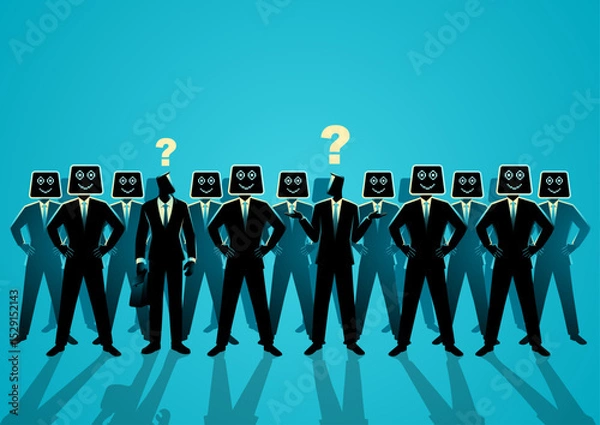 Obraz AI Replacement in Workforce, conceptual illustration of human identity and automation