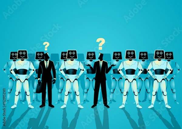 Obraz AI Replacement in Workforce, conceptual illustration of human identity and automation