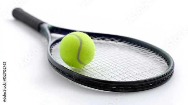 Obraz Tennis racket with ball on white background