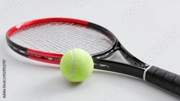 Obraz Tennis racket with ball on white background