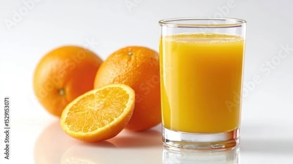 Obraz Glass of orange juice isolated on white background