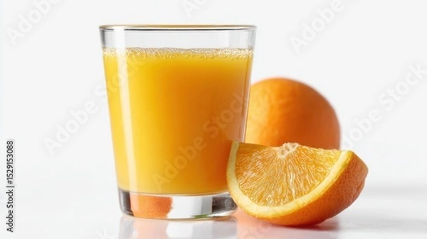 Obraz Glass of orange juice isolated on white background
