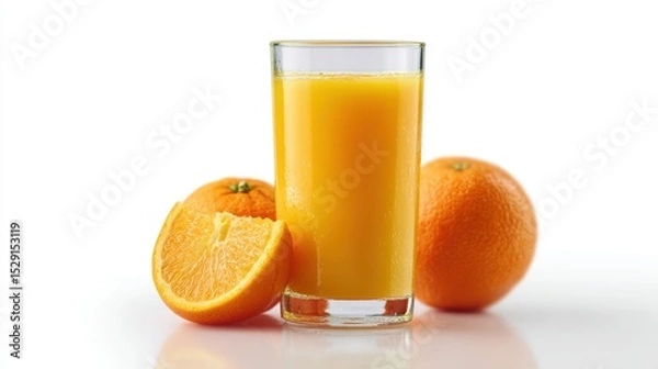 Obraz Glass of orange juice isolated on white background