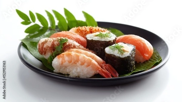 Obraz Assorted sushi plate on white background