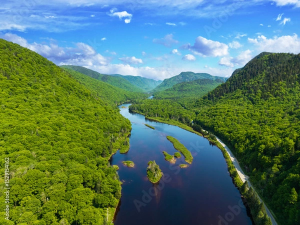 Obraz landscape with river and mountains