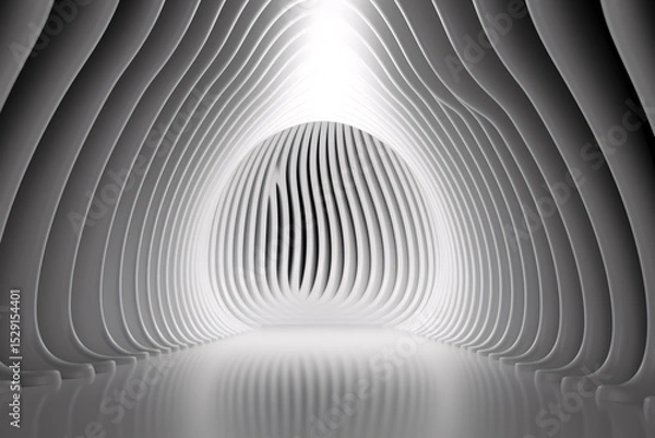 Obraz Beautiful abstract architecture background. 3D white intricate room. Modern Geometric Wallpaper. Futuristic Design. Textured background for presentation. Black tones.