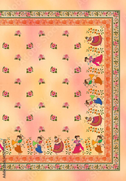 Fototapeta floral and patola ajrak stressing design for Fabrice printing  design with high quality