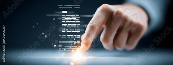 Fototapeta Exploring the intersection of technology data and security as a user interacts with digital documents and interfaces highlighting the importance of safeguarding information in the modern