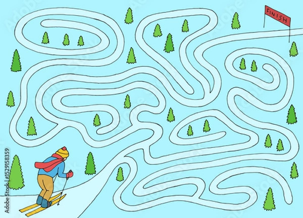 Fototapeta Ski race maze graphic color sketch illustration vector