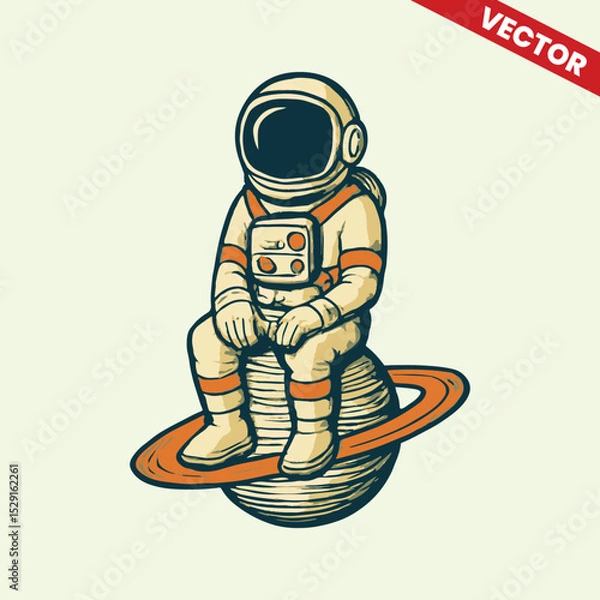 Obraz Astronaut sitting on Jupiter planet vector style