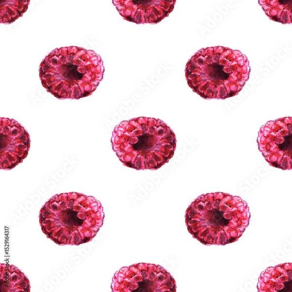 Obraz Seamless pattern with raspberry . Cute background with red berries.