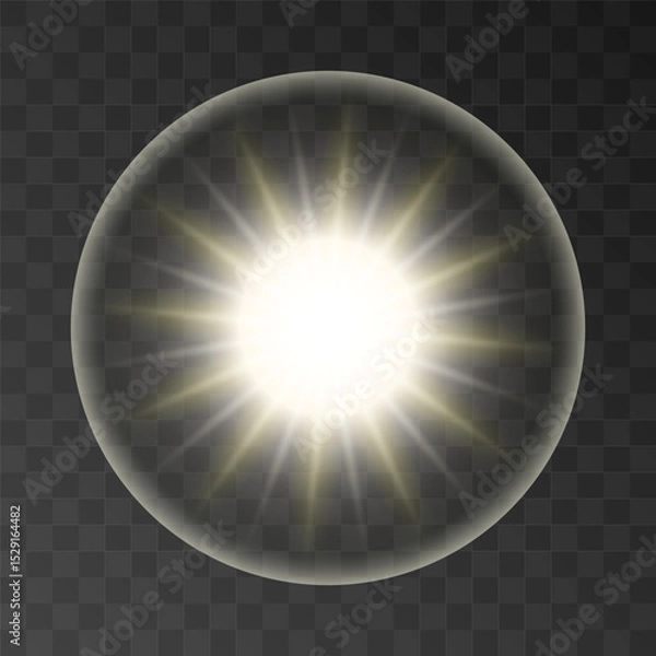 Obraz Circular light burst with transparent glow. Vector illustration on a dark checkered background