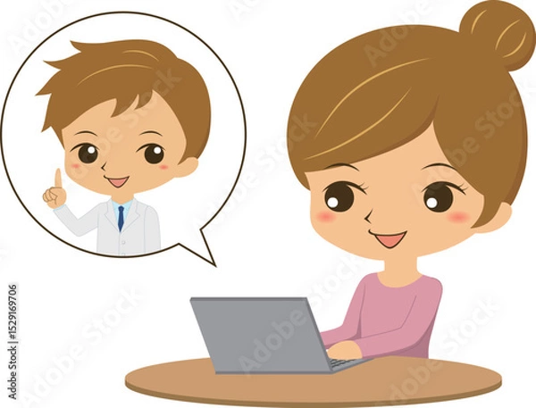 Obraz オンライン診察を受ける女性