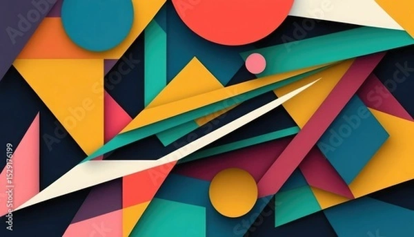 Fototapeta geometric abstract with color. design that uses overlapping forms to produce a dynamic and colorful combination