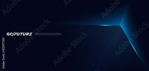 Obraz Futuristic abstract vector featuring inward-flowing blue lines with sharp geometric depth on a dark tech background. Great for digital branding, sci-fi themes, UI/UX design, and high-tech presentation