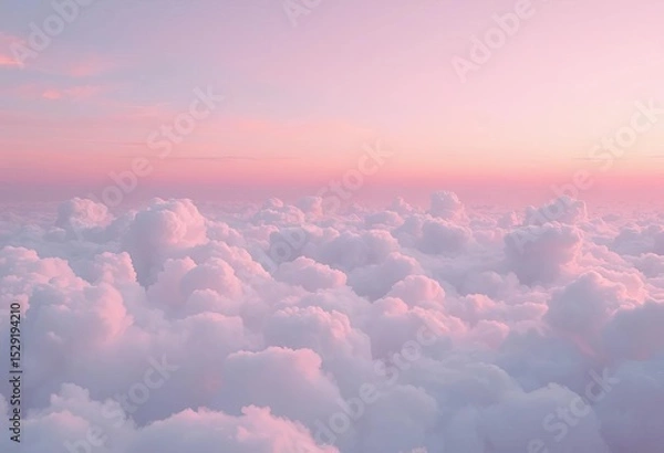 Fototapeta Dreamy pastel holographic clouds, soft pink sky gradient ,  art,  sweet