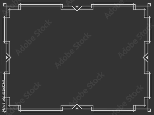 Fototapeta Geometric frame in line art style. Linear border. Frame design with space for text, invitations, flyers and greeting cards. Vector illustration