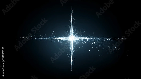 Fototapeta Shining star compass, guiding light