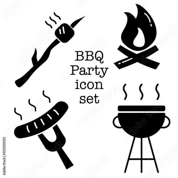 Fototapeta bbq icon set