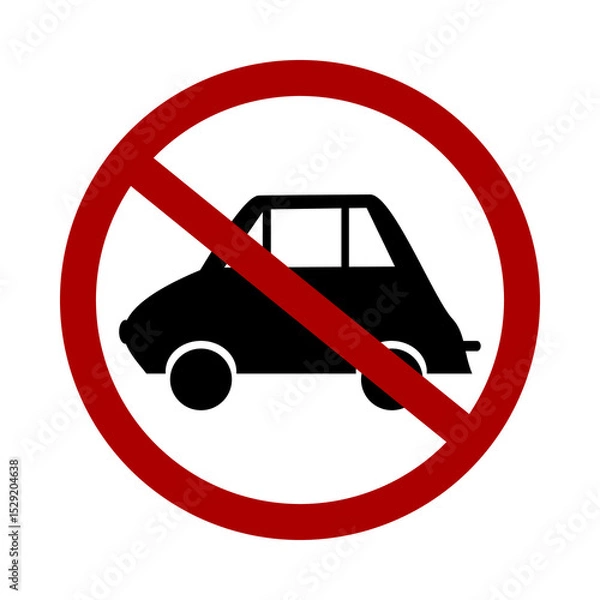 Obraz Sign prohibiting cars on white background. Vector illustration.