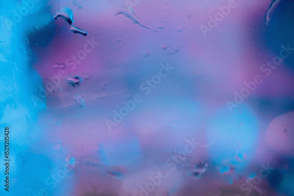 Obraz Blue Neon Fog Abstract Grainy Texture with Rain Drops