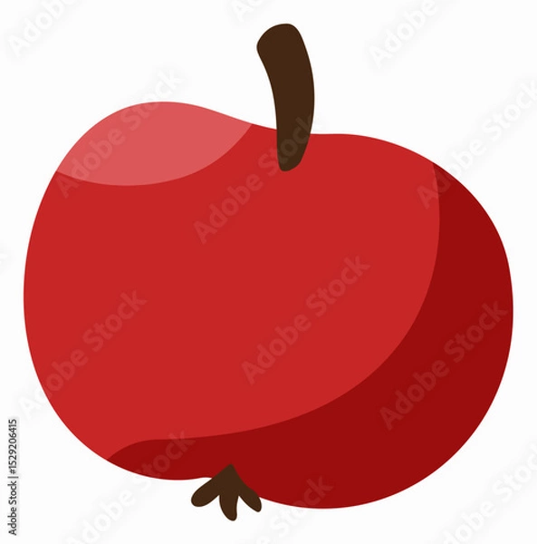 Fototapeta Red apple isolated on white background, vector illustration