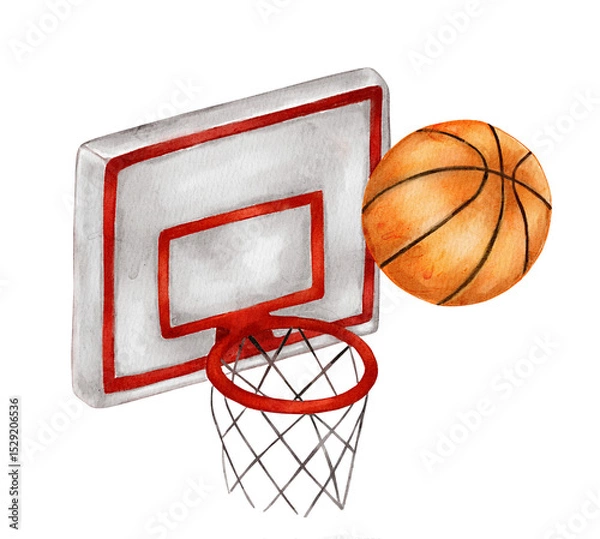 Obraz Creative sketch of a basketball hoop perfect for sports themes.